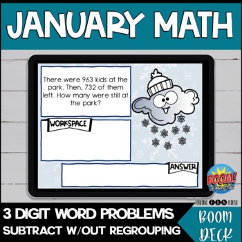 Preview of Digital Math Centers | Subtraction Word Problems | JANUARY | BOOM Cards