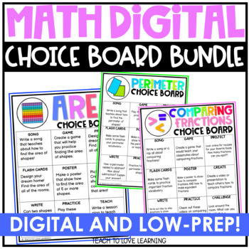 Preview of Digital Math Choice Boards BUNDLE ┃Math Choice Boards