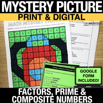 Preview of FREE 4th Grade Factors, Prime & Composite Numbers Color by Code - 4.OA.4