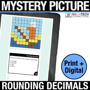 Preview of FREE Digital Math Coloring Activity 5th Grade Rounding Decimals Task Cards