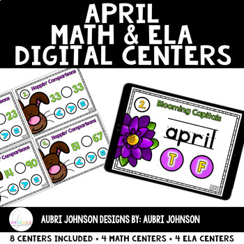 Preview of Digital Math & ELA Centers {April} {Distance Learning}