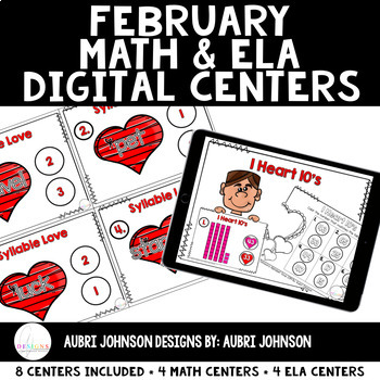 Preview of Digital Math & ELA Centers {February} {Distance Learning}