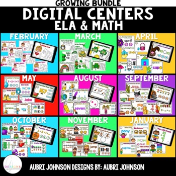 Preview of Digital Math & ELA Centers: The Growing Bundle ($50 VALUE)