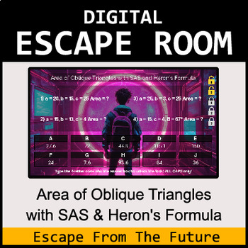 Preview of Digital Math Escape Room - Area of Oblique Triangles with SAS & Heron's Formula