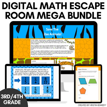 Preview of 3rd & 4th Grade Digital Math Escape Room Bundle
