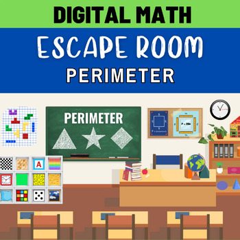 Preview of Digital Math Escape Room | Math Mystery Perimeter | Math Escape Room
