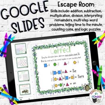 Preview of Digital Math Escape Room Mixed Operations Review 4th Grade for Google Classroom