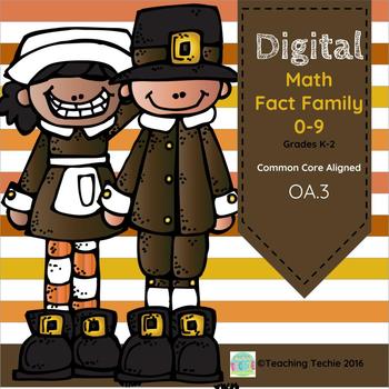 Preview of Digital Math Fact Family  0-9 Thanksgiving