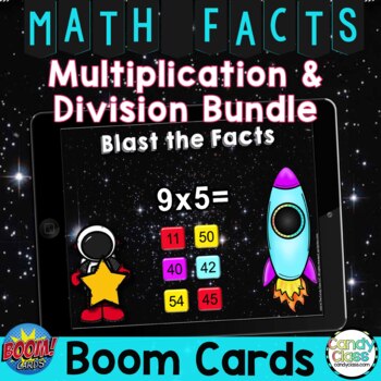 Preview of Digital Math Facts Fluency Division & Multiplication Boom Cards Activities
