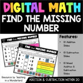 Digital Math: Find the Missing Number (Add & Subtract within 20)