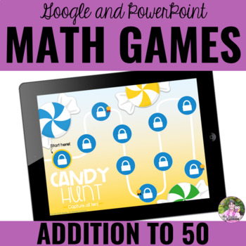 Preview of Digital Math Game | Addition to 50 | Mental Math Strategies | Google™ and PPT
