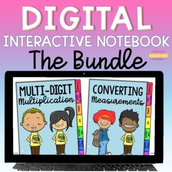 Preview of Digital Math Interactive Notebook Bundle - 3rd Grade