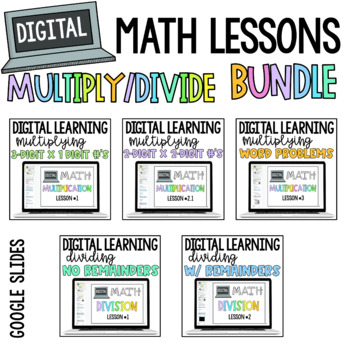 Preview of Digital Math Lessons w/ Videos & Practice Questions- Multiplication/Division