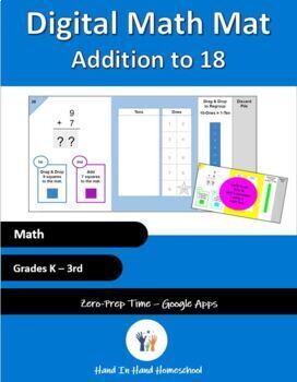 Preview of Digital Math Mats Addition With Carrying, sums to 18