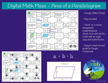 Preview of Digital or Print Math Maze - 14 problems - Google - Area of a Parallelogram