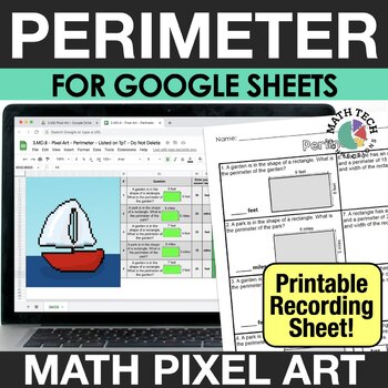 Preview of Digital Math Pixel Art 3rd Grade Perimeter - 3.MD.8 Digital Math Center