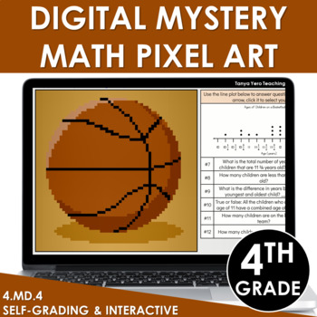 Preview of Digital Math Pixel Art | Mystery Picture 4th Grade 4.MD.4 - Line Plots