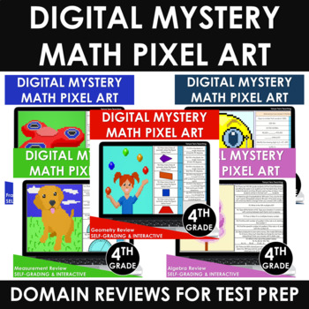 Preview of Digital Math Pixel Art Mystery Picture 4th Grade Domain Reviews Math Test Prep