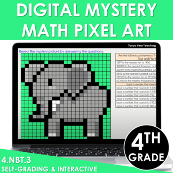 Preview of Digital Math Pixel Art | Mystery Picture 4th Grade Rounding 4.NBT.3 Google