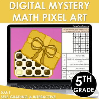 Preview of Digital Math Pixel Art | Mystery Picture 5th Grade Coordinate Grids 5.G.1