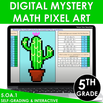 Preview of Digital Math Pixel Art Mystery Picture 5th Grade Order of Operations 5.OA.1