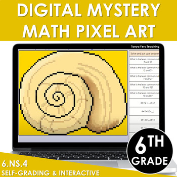 Preview of Digital Math Pixel Art Mystery Picture 6th Grade 6.NS.4 - Greatest Common Factor