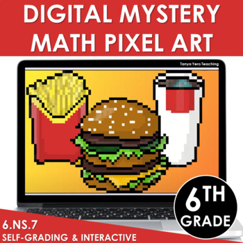 Preview of Digital Math Pixel Art Mystery Picture 6th Grade 6.NS.7 Rational Numbers