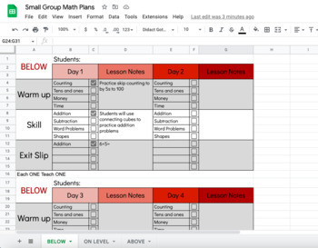 Preview of Digital Math Small Group Lesson Plan Template