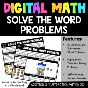 Preview of Digital Math: Solve the Word Problem (Add & Subtract within 20)