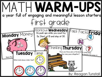 Preview of Math Warm-Ups | Spiral Review | Number Talks 1st Grade Digital