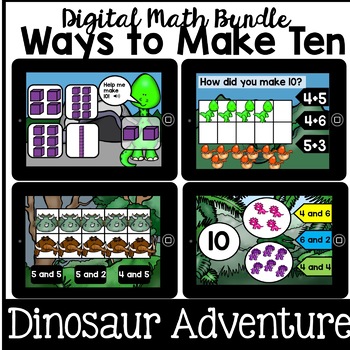 Preview of Digital Math - Ways to Make 10 Bundle - decomposing ( Kindergarten Boom Cards)