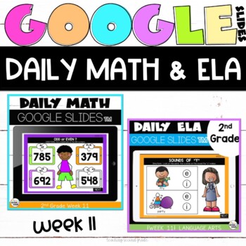 Preview of Digital Math and ELA Review for Google Classroom™ Bundle Week 11