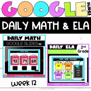 Preview of Digital Math and ELA Review for Google Classroom™ Bundle Week 12