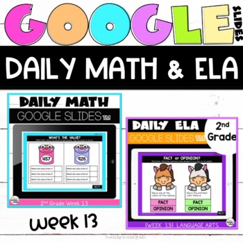 Preview of Digital Math and ELA Review for Google Classroom™ Bundle Week 13