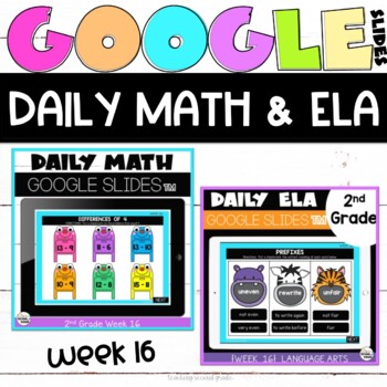 Preview of Digital Math and ELA Review for Google Classroom™ Bundle Week 16