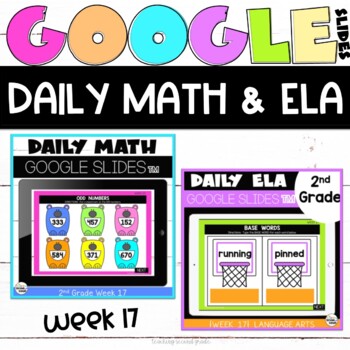 Preview of Digital Math and ELA Review for Google Classroom™ Bundle Week 17