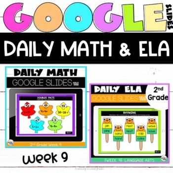 Preview of Digital Math and ELA Review for Google Classroom™ Bundle Week 9