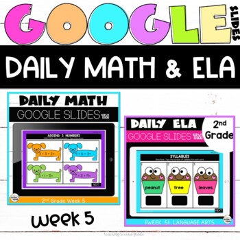 Preview of Digital Math and ELA for Google Classroom™ Bundle Week 5