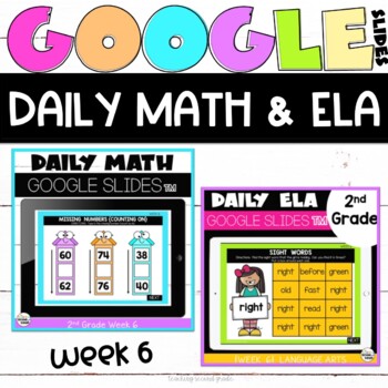 Preview of Digital Math and ELA for Google Classroom™ Bundle Week 6
