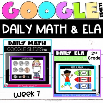 Preview of Digital Math and ELA for Google Classroom™ Bundle Week 7