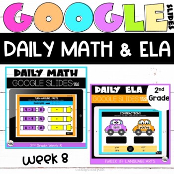 Preview of Digital Math and ELA for Google Classroom™ Bundle Week 8