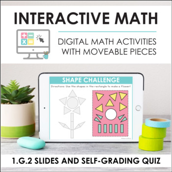 Preview of Digital Math for 1.G.2 - Composite Shapes (Slides + Self-Grading Quiz)
