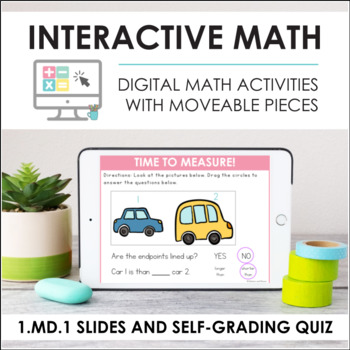 Preview of Digital Math for 1.MD.1 - Order/Compare Measurements (Slides+Self-Grading Quiz)