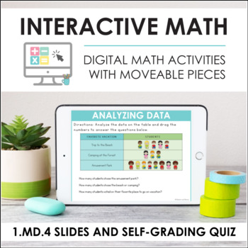 Preview of Digital Math for 1.MD.4 - Organize & Analyze Date (Slides + Self-Grading Quiz)