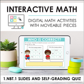Preview of Digital Math for 1.NBT.1 - Counting Within 120 (Slides + Self-Grading Quiz)