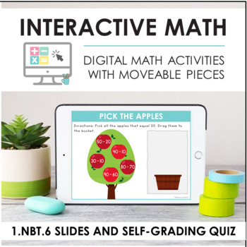 Preview of Digital Math for 1.NBT.6 - Multiples of 10 (Slides + Self-Grading Quiz)