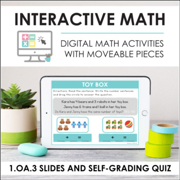 Preview of Digital Math for 1.OA.3 - Commutative & Associative (Slides + Self-Grading Quiz)