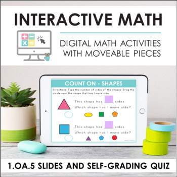 Preview of Digital Math for 1.OA.5 - Counting On (Slides+Self-Grading Quiz)