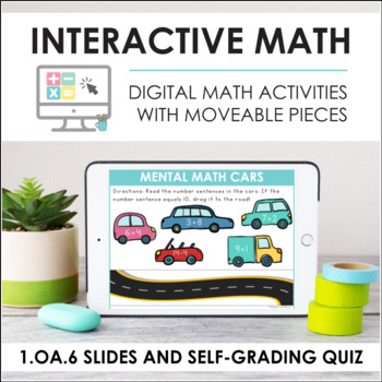 Preview of Digital Math for 1.OA.6 - Add/Sub Fluency (Slides+Self-Grading Quiz)