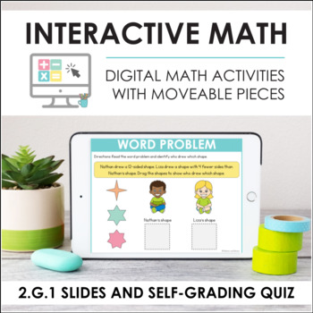 Preview of Digital Math for 2.G.1 - Shapes and Attributes (Slides + Self-Grading Quiz)